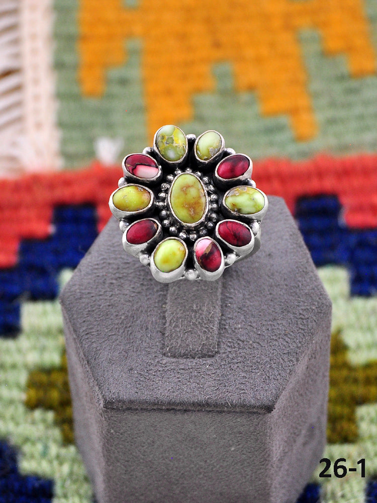 Southwest Made Multistone & Sterling Silver Adjustable Ring