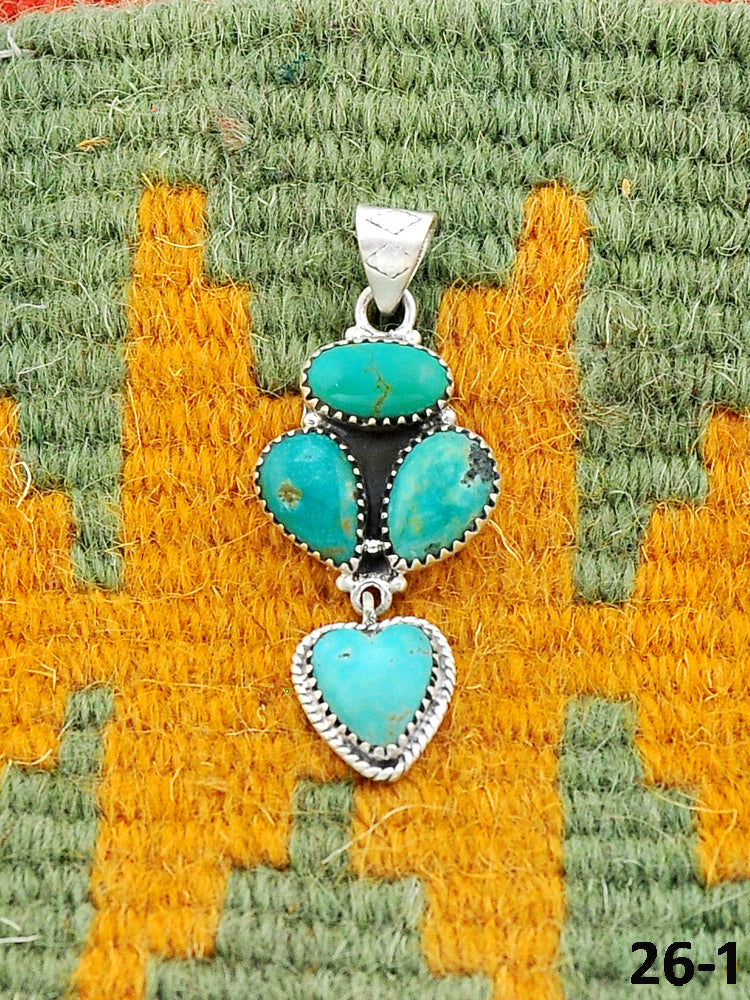 Southwest Made Carico Lake Turquoise & Sterling Silver Pendant