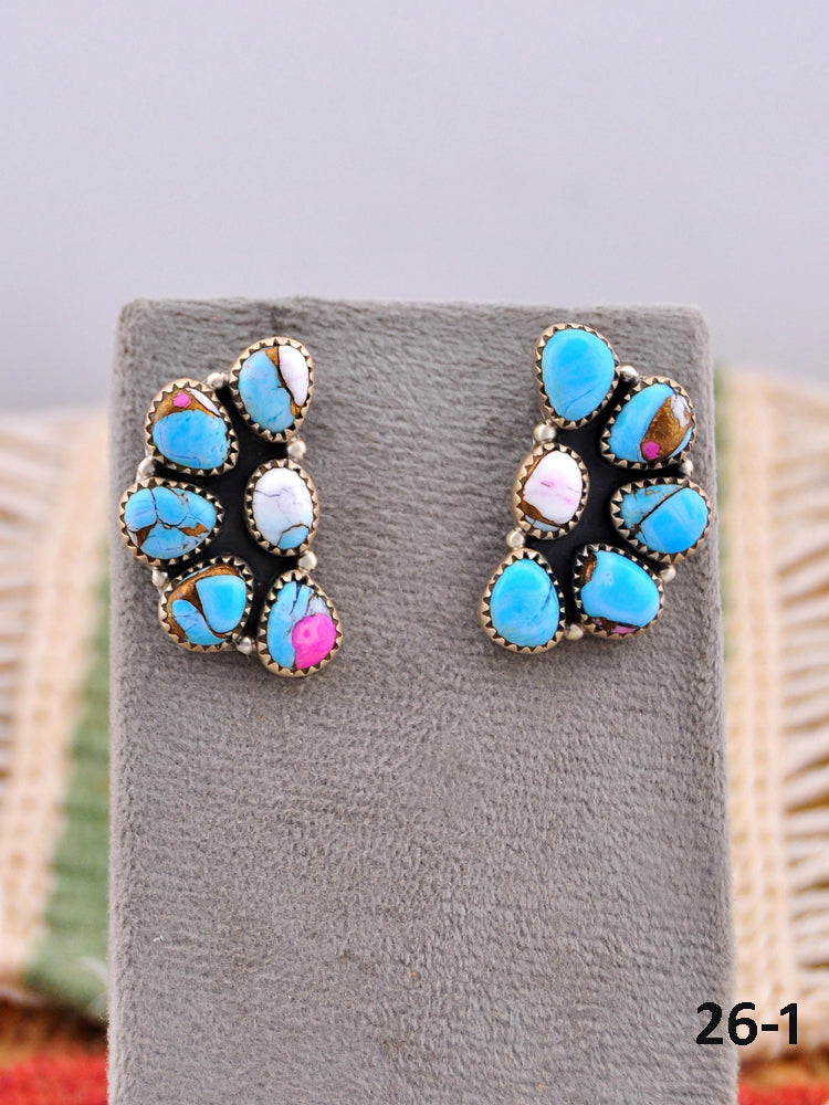 Southwest Made Cotton Candy & Sterling Silver Post Earrings
