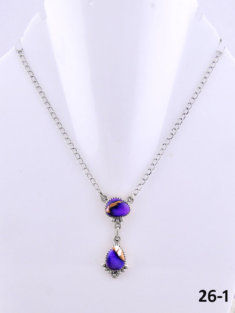 Southwest Made Purple Dahlia & Sterling Silver Necklace