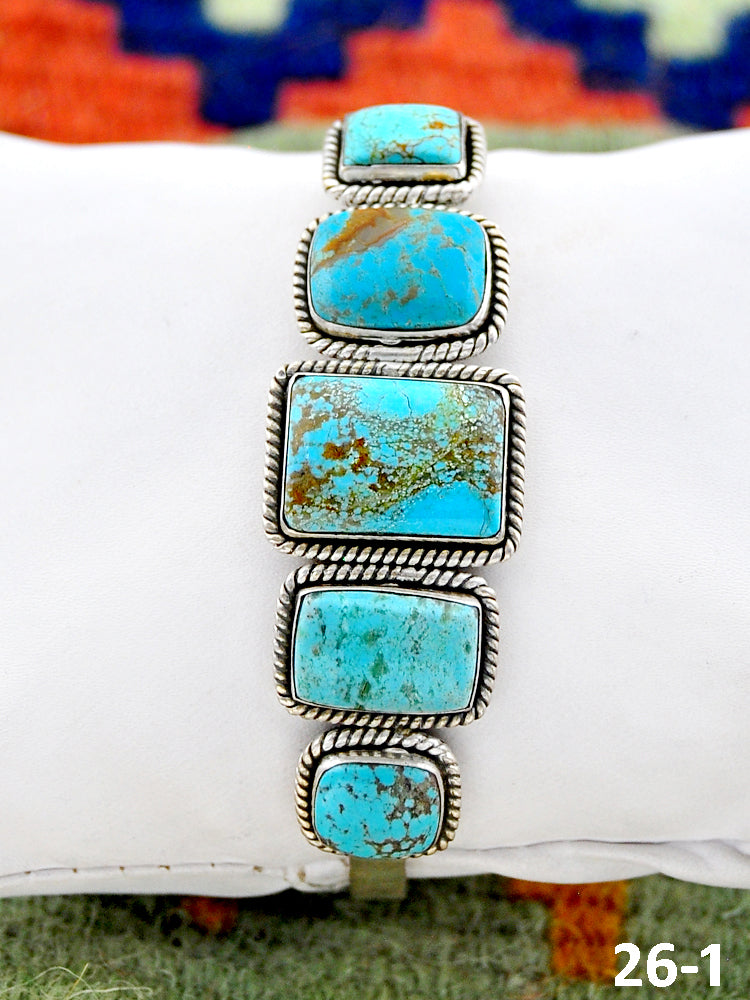 Southwest Handmade #8 Turquoise & Sterling Silver Cuff Bracelet