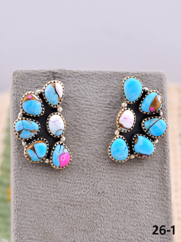 Southwest Made Cotton Candy & Sterling Silver Post Earrings