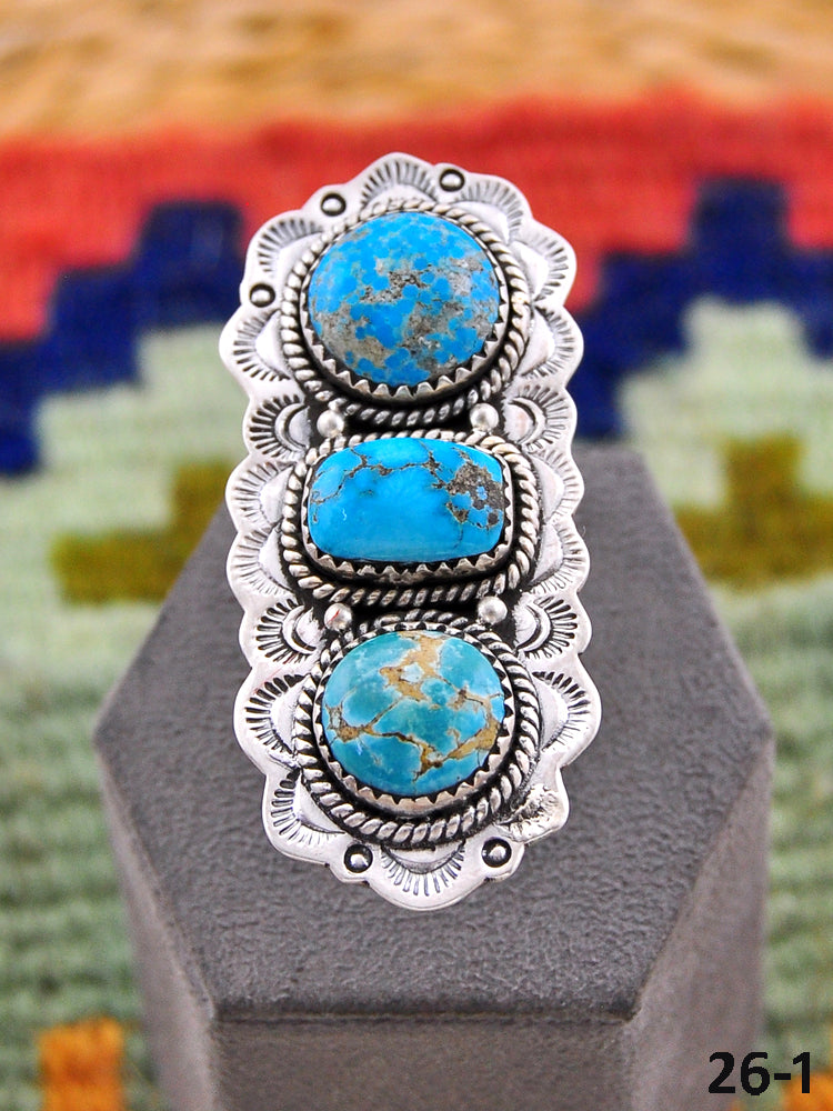 Southwest Handmade White Water Turquoise & Sterling Silver Adjustable Ring