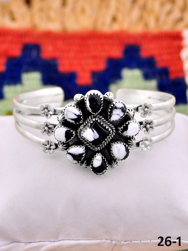 Southwest Handmade White Buffalo Turquoise & Sterling Silver Cuff Bracelet