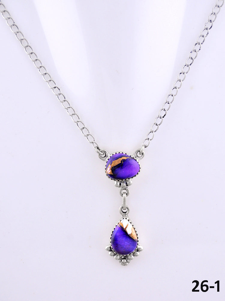 Southwest Made Purple Dahlia & Sterling Silver Necklace