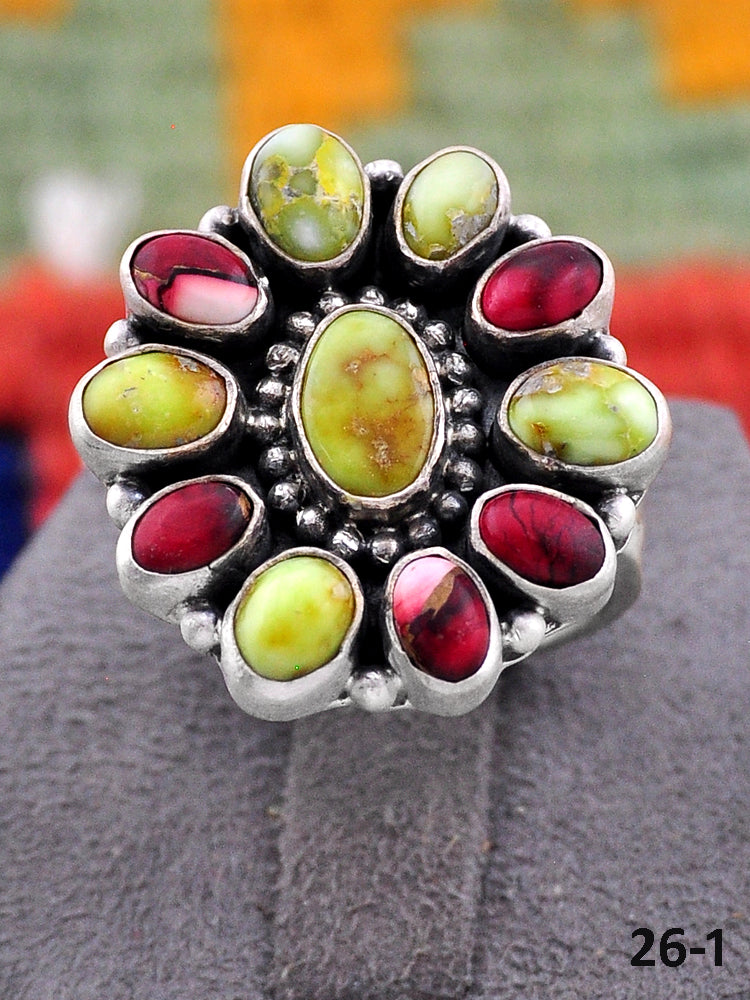 Southwest Made Multistone & Sterling Silver Adjustable Ring