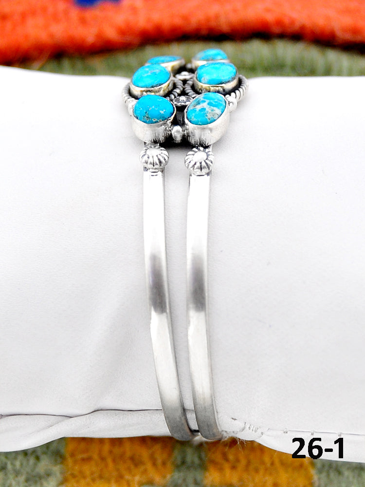 Southwest Handmade White Water Turquoise & Sterling Silver Cuff Bracelet