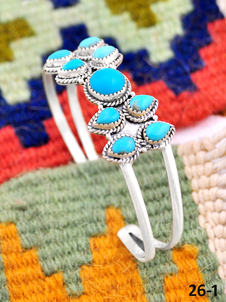 Southwest Handmade Kingman Turquoise & Sterling Silver Cuff Bracelet