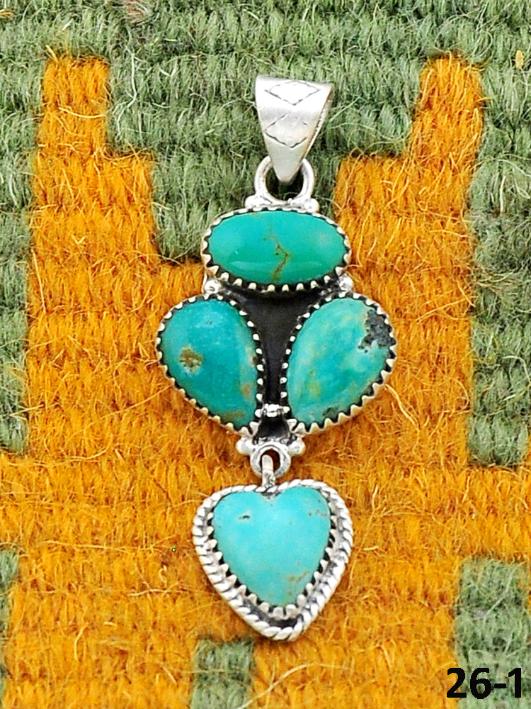 Southwest Made Carico Lake Turquoise & Sterling Silver Pendant