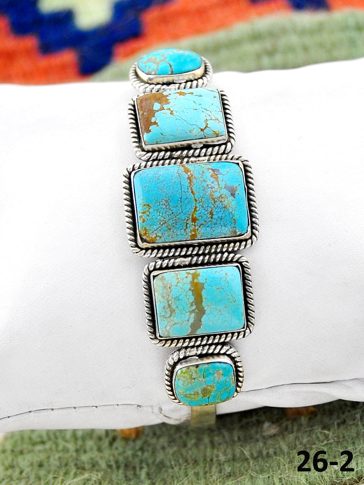 Southwest Handmade #8 Turquoise & Sterling Silver Cuff Bracelet