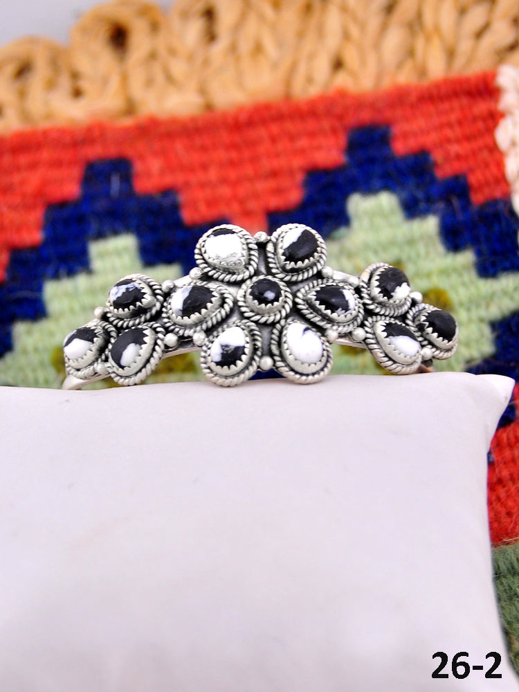 Southwest Handmade White Buffalo Turquoise & Sterling Silver Cuff Bracelet