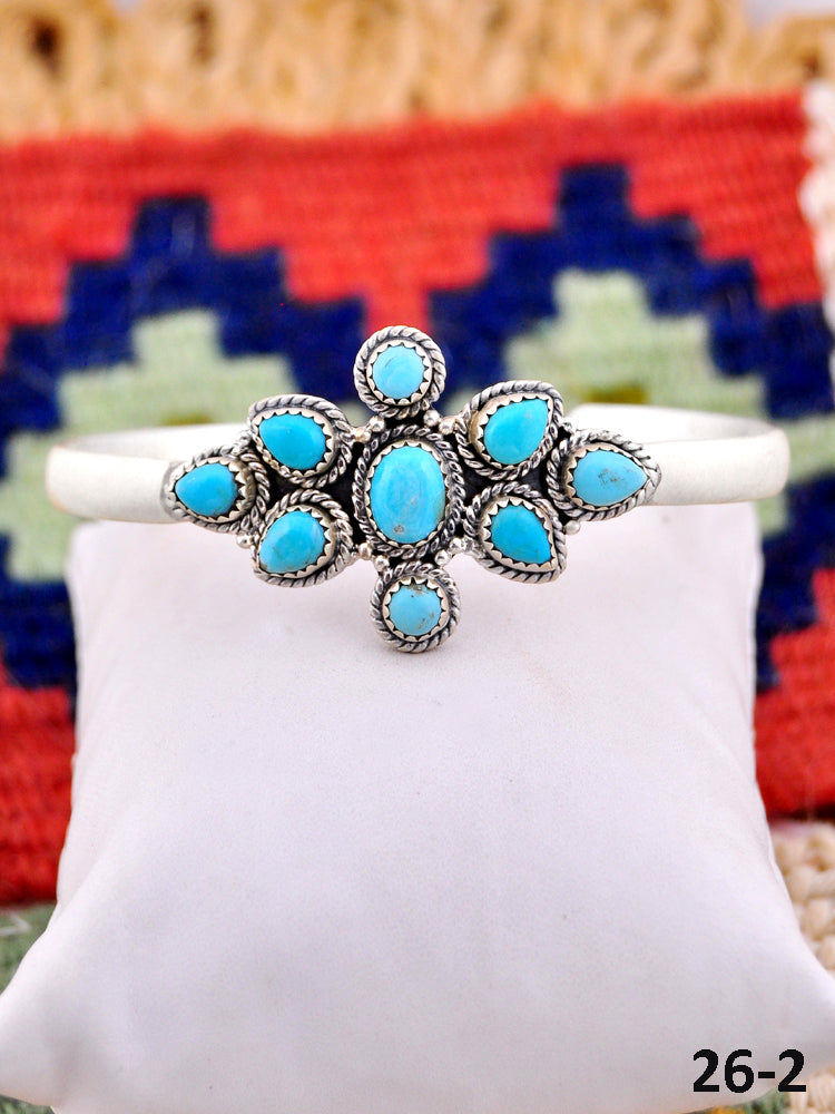 Southwest Handmade Kingman Turquoise & Sterling Silver Cuff Bracelet