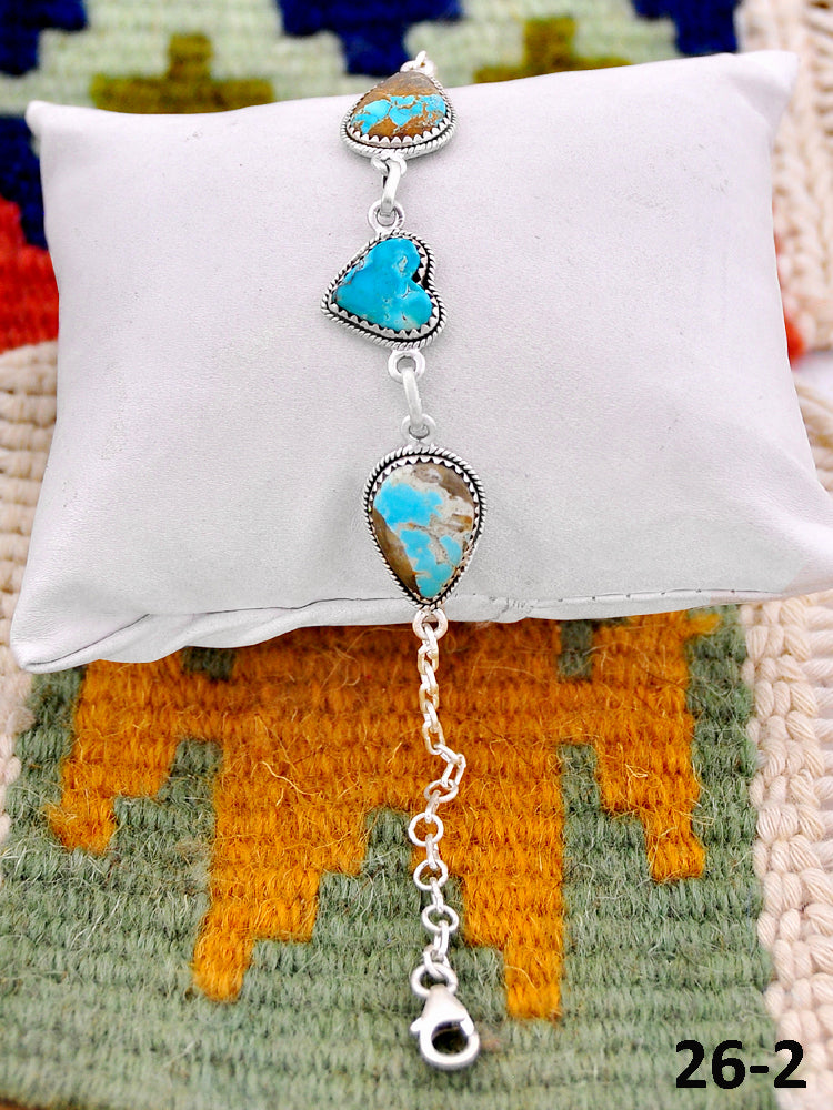 Southwest Handmade Ribbon Royston Turquoise & Sterling Silver Bracelet