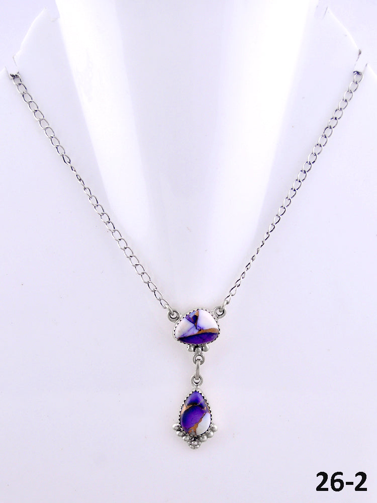 Southwest Made Purple Dahlia & Sterling Silver Necklace