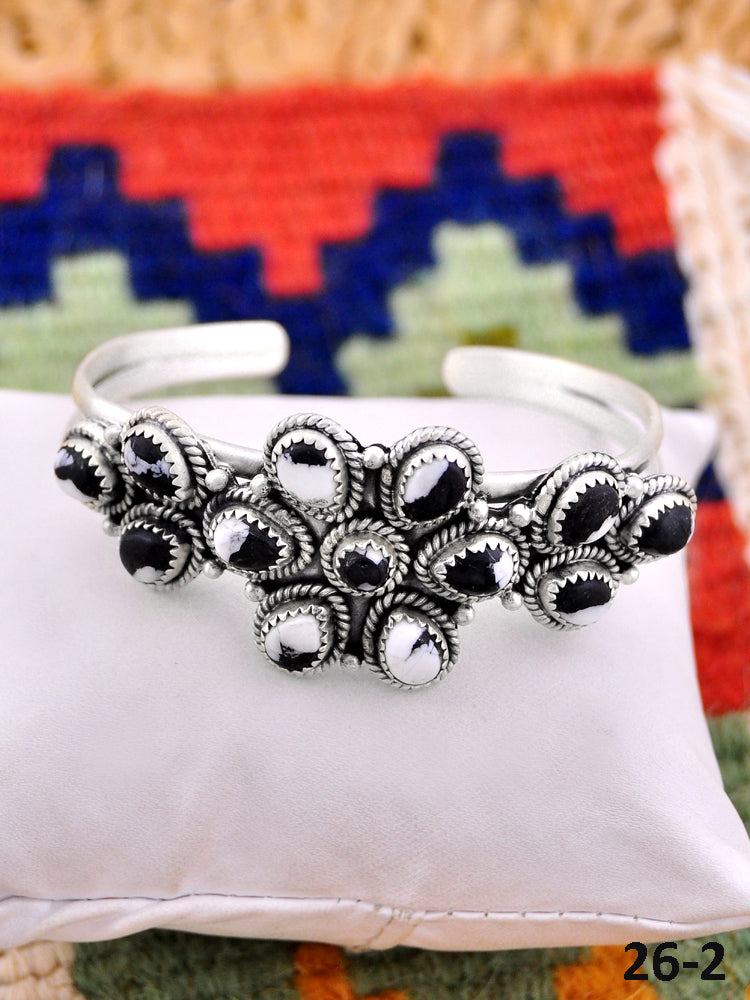 Southwest Handmade White Buffalo Turquoise & Sterling Silver Cuff Bracelet