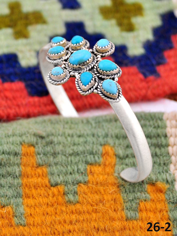 Southwest Handmade Kingman Turquoise & Sterling Silver Cuff Bracelet