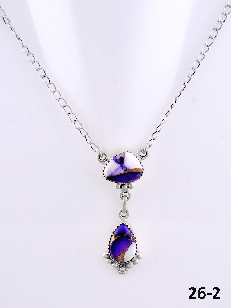 Southwest Made Purple Dahlia & Sterling Silver Necklace