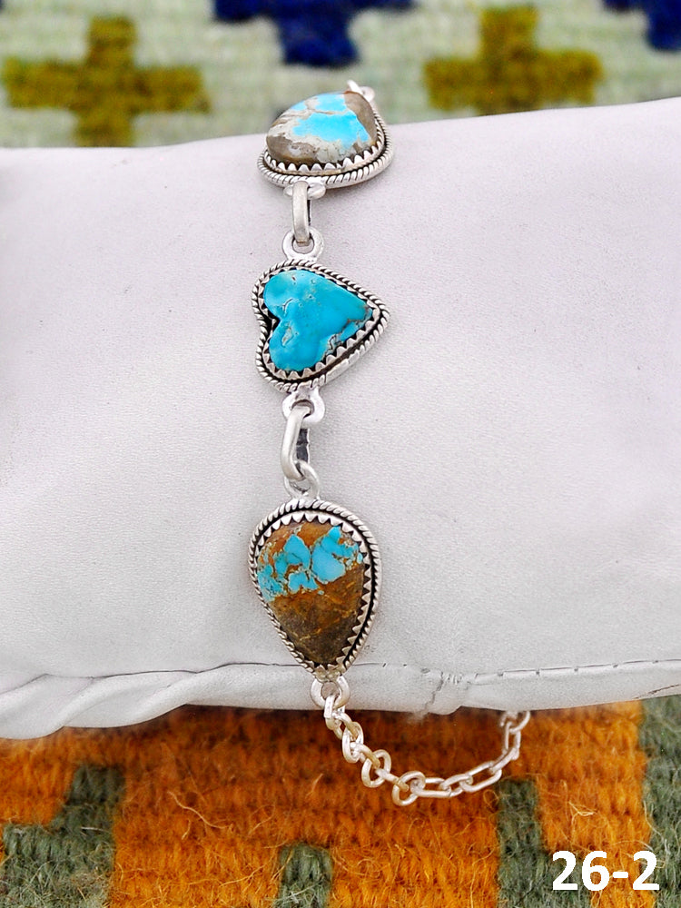 Southwest Handmade Ribbon Royston Turquoise & Sterling Silver Bracelet