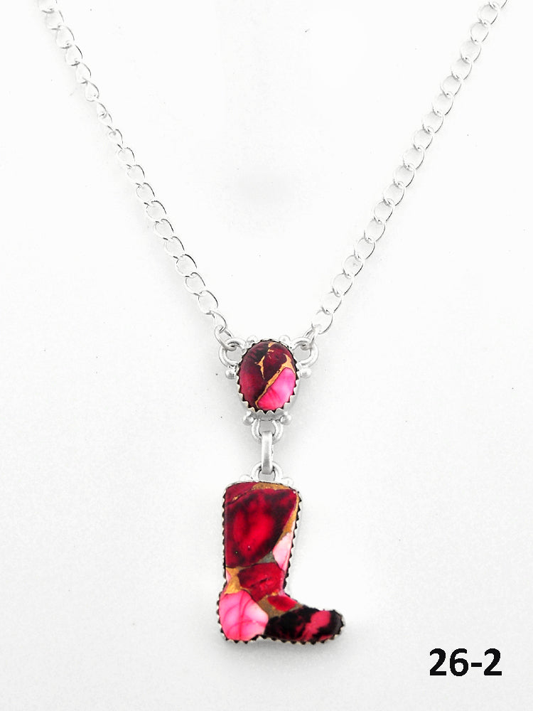 Southwest Made Rose Dahlia & Sterling Silver Necklace