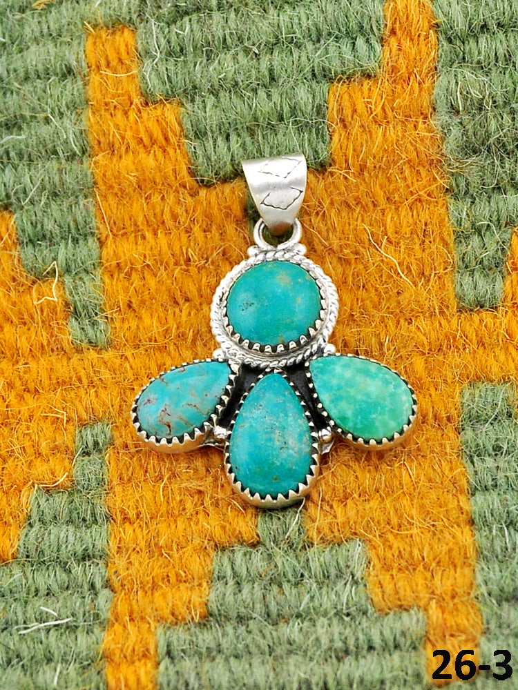 Southwest Made Carico Lake Turquoise & Sterling Silver Pendant