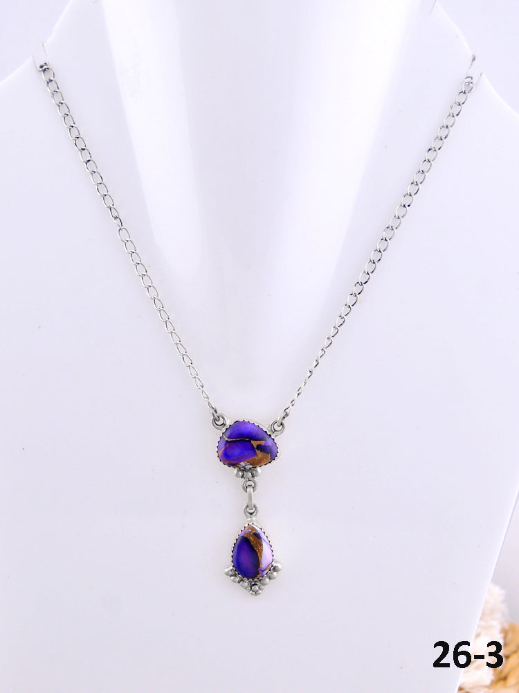 Southwest Made Purple Dahlia & Sterling Silver Necklace