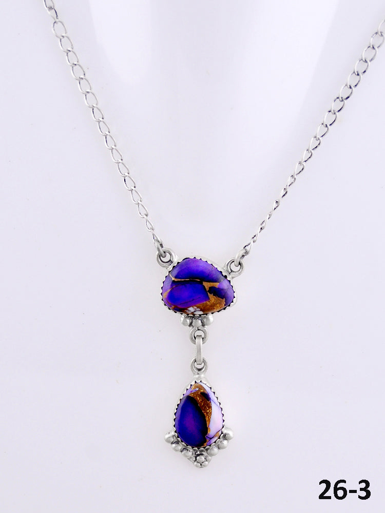 Southwest Made Purple Dahlia & Sterling Silver Necklace
