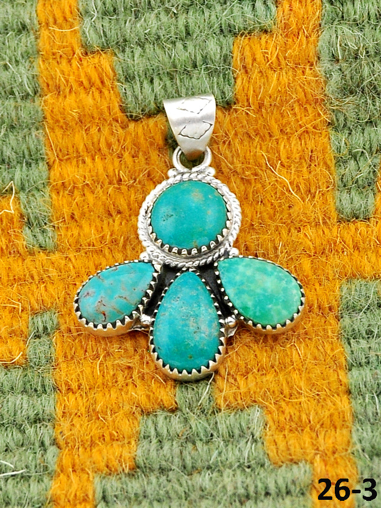 Southwest Made Carico Lake Turquoise & Sterling Silver Pendant