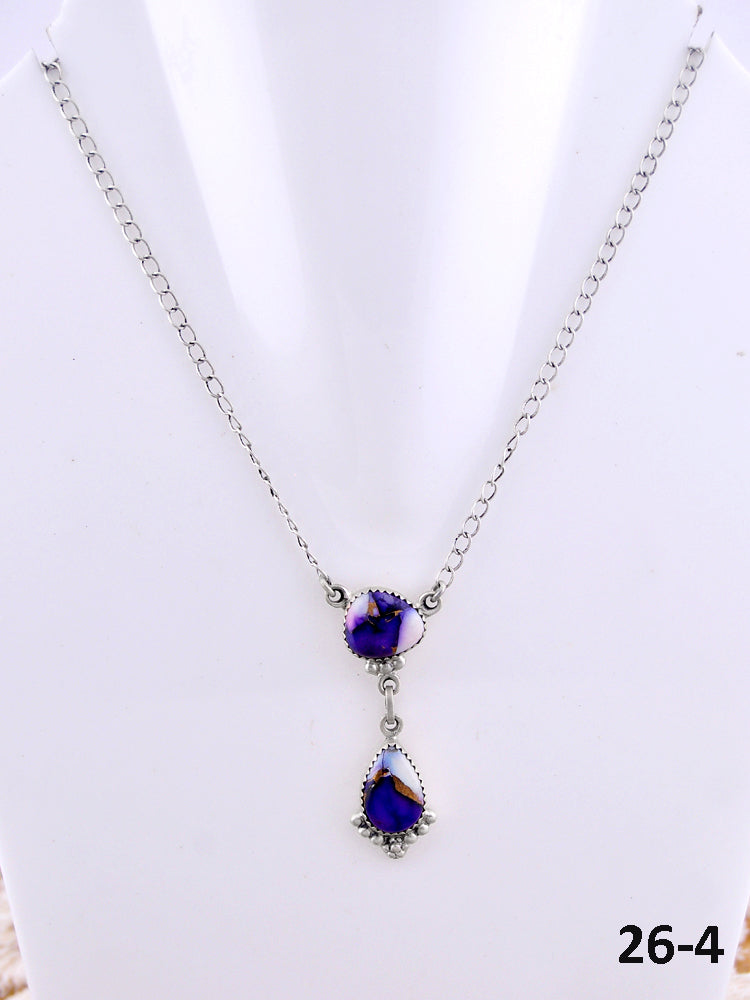 Southwest Made Purple Dahlia & Sterling Silver Necklace