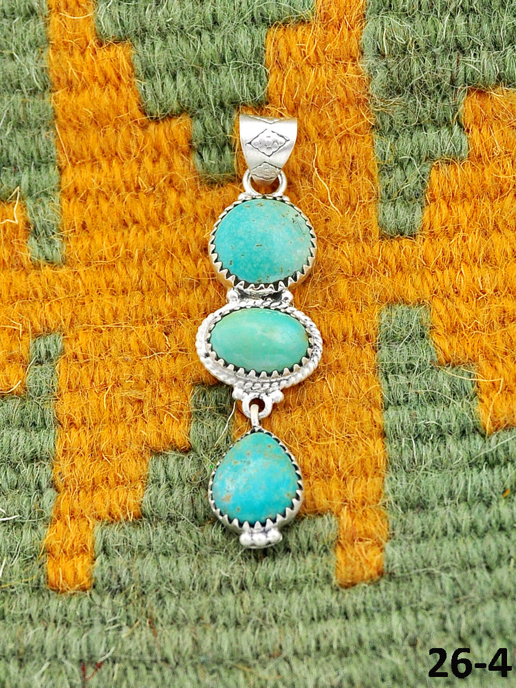 Southwest Made Carico Lake Turquoise & Sterling Silver Pendant