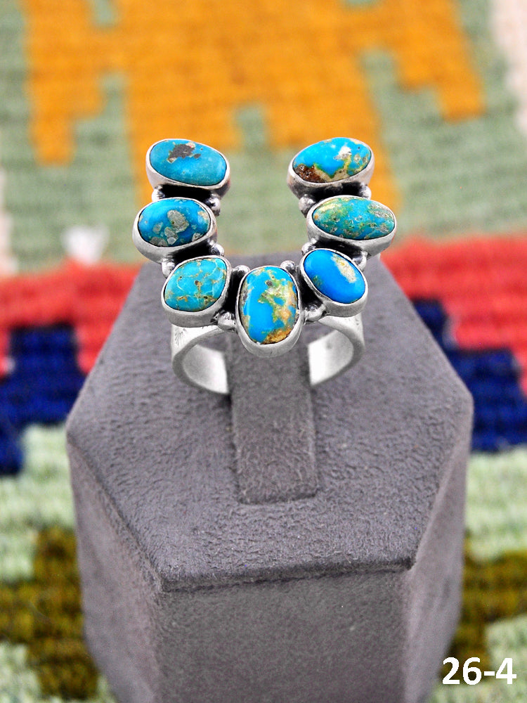 Southwest Made South Hill Turquoise & Sterling Silver Adjustable Ring