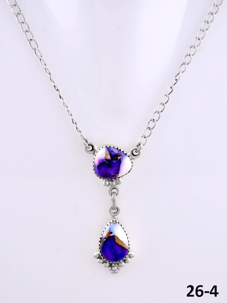 Southwest Made Purple Dahlia & Sterling Silver Necklace