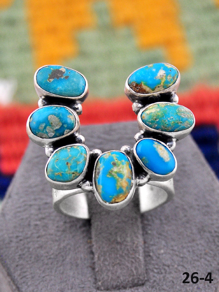 Southwest Made South Hill Turquoise & Sterling Silver Adjustable Ring