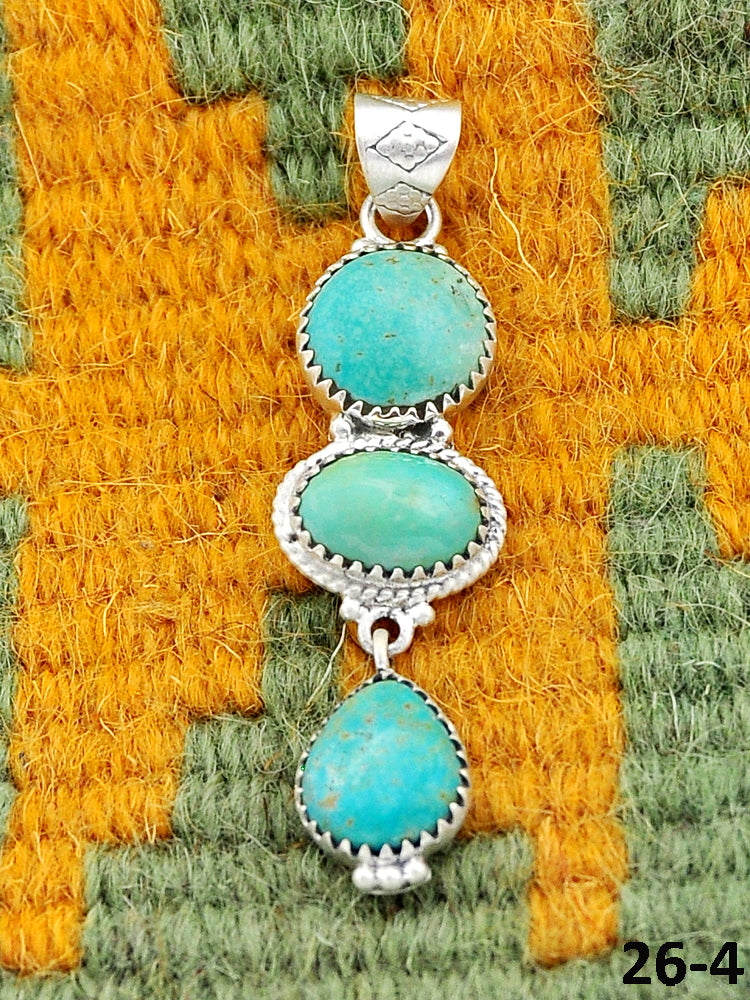 Southwest Made Carico Lake Turquoise & Sterling Silver Pendant