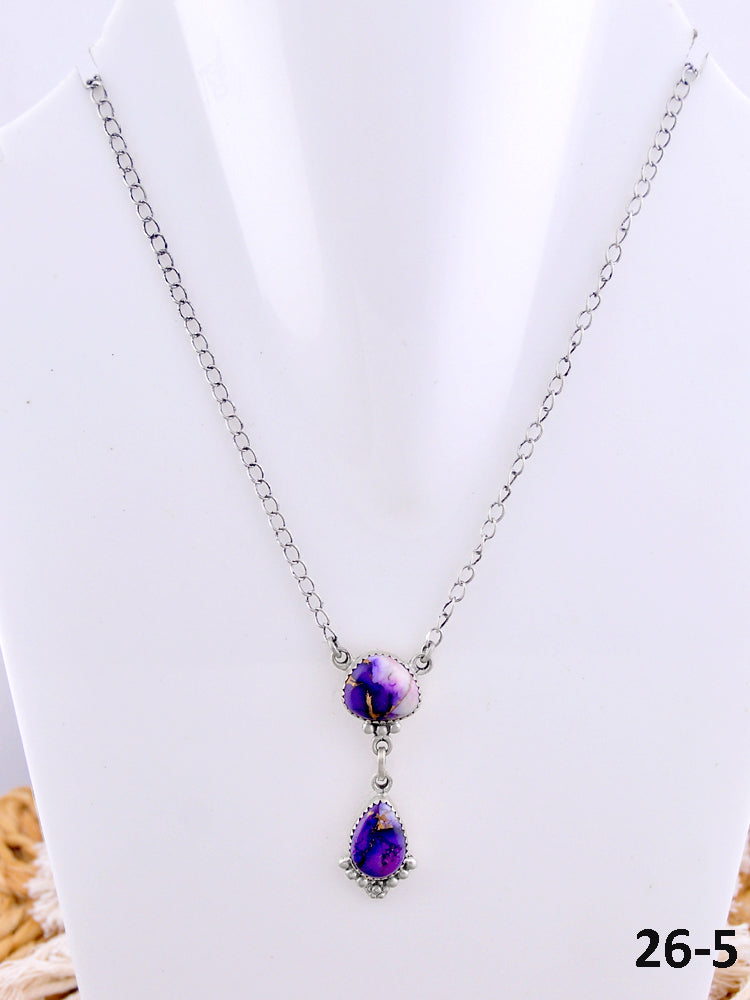 Southwest Made Purple Dahlia & Sterling Silver Necklace