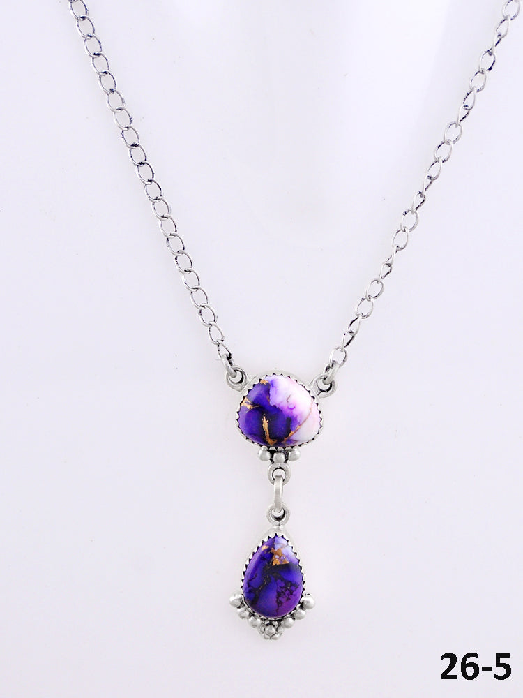 Southwest Made Purple Dahlia & Sterling Silver Necklace