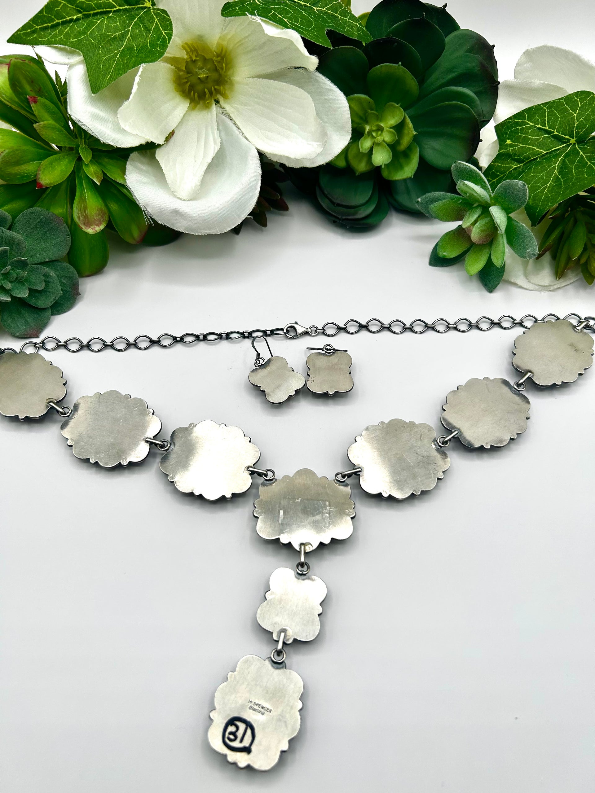 Mary Ann Spencer Black Jack & Sterling Silver Necklace Set