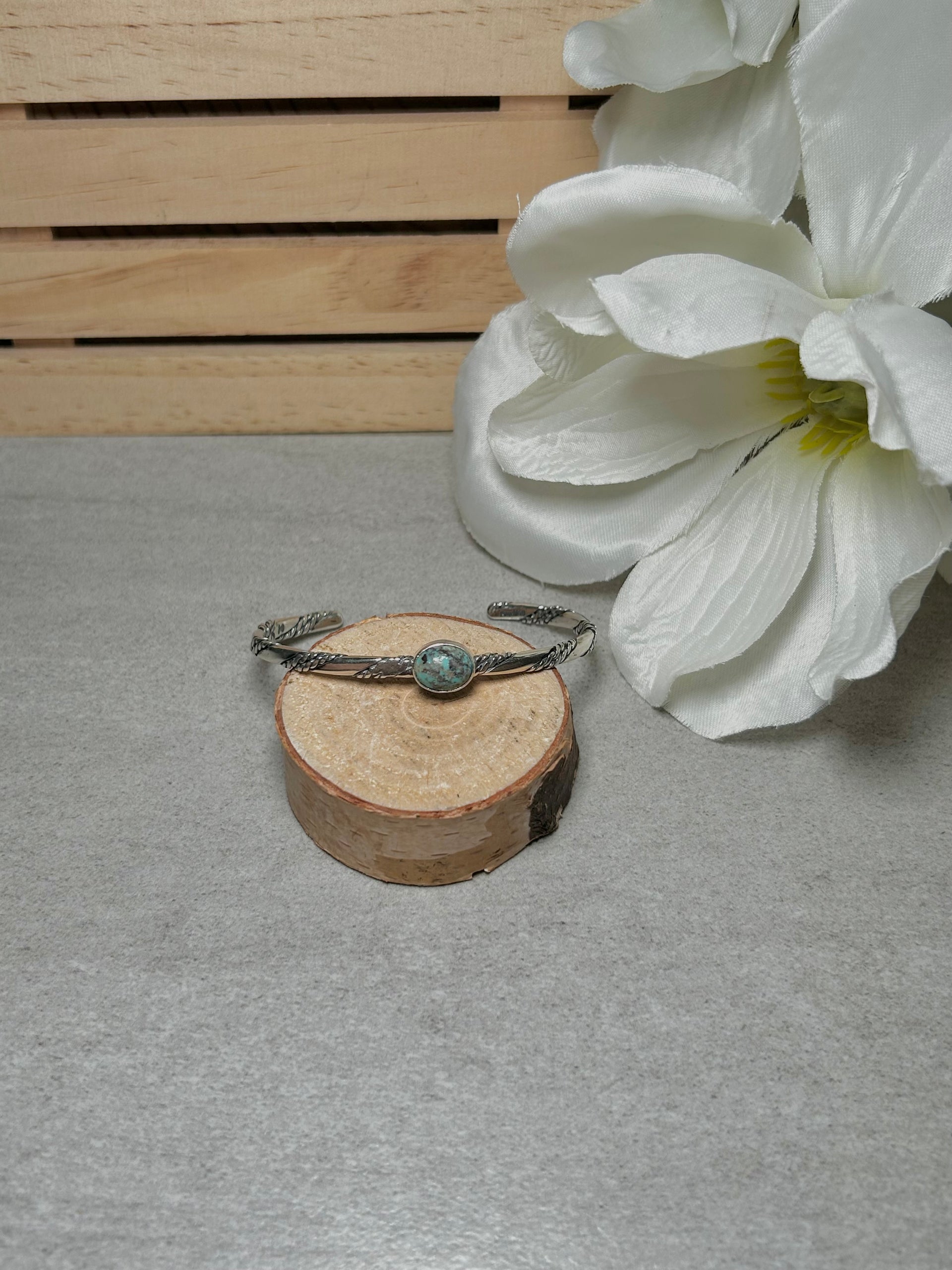 Navajo Made Kingman Turquoise & Sterling Silver Cuff Bracelet