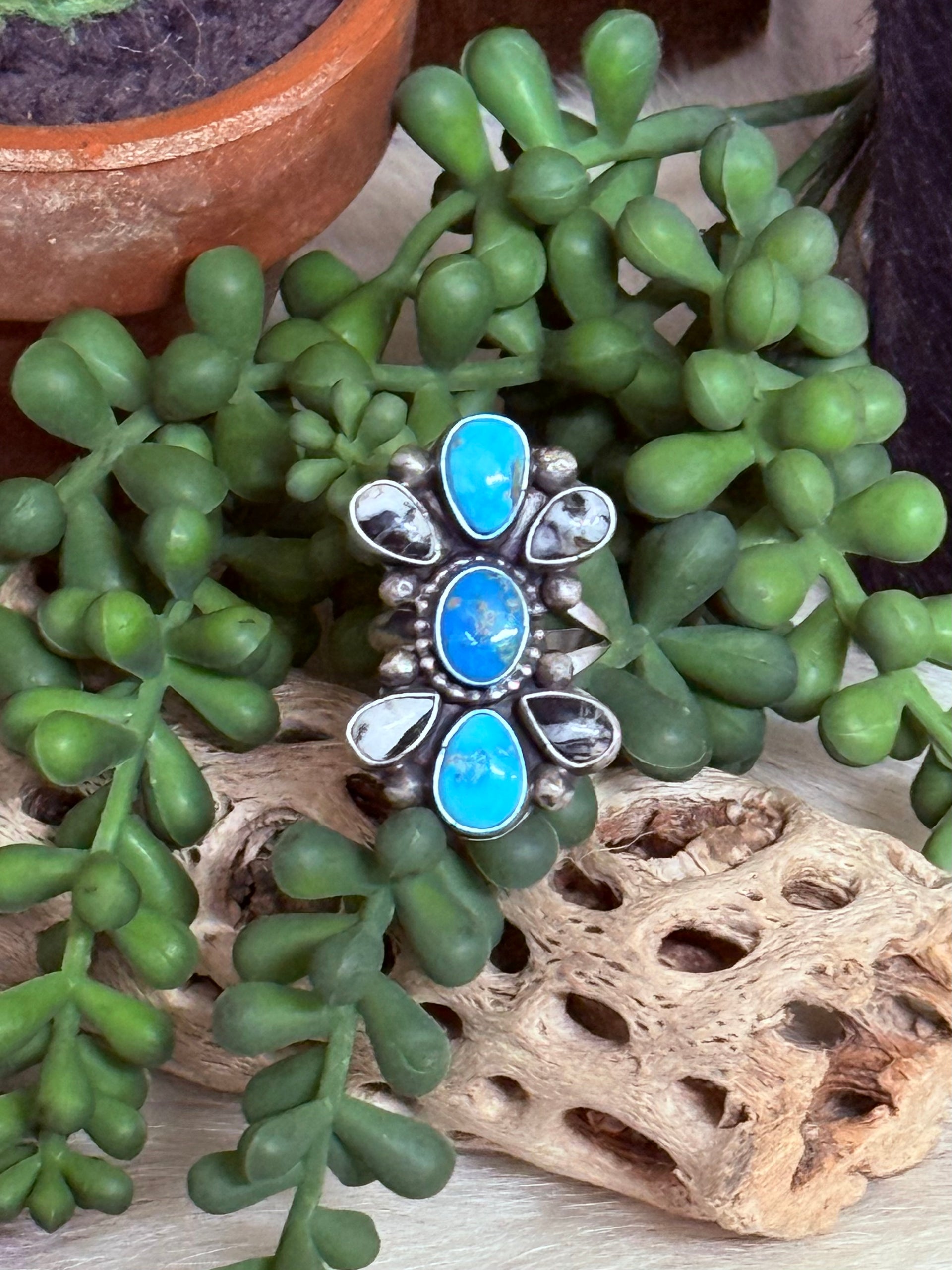 Sheila Becenti Multi Stone & Sterling Silver Adjustable Ring
