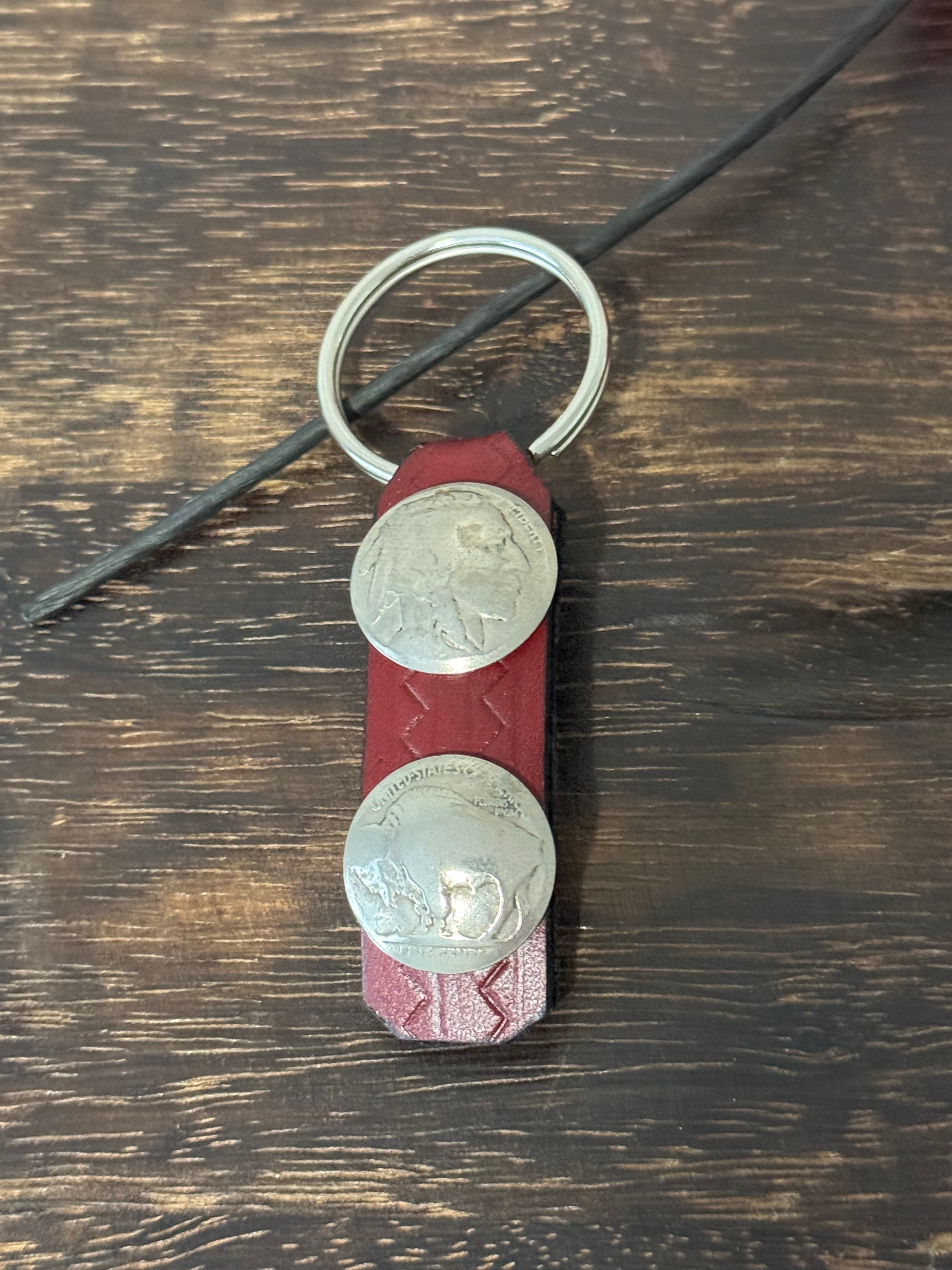 Genuine Leather & Buffalo Nickel Key Chain