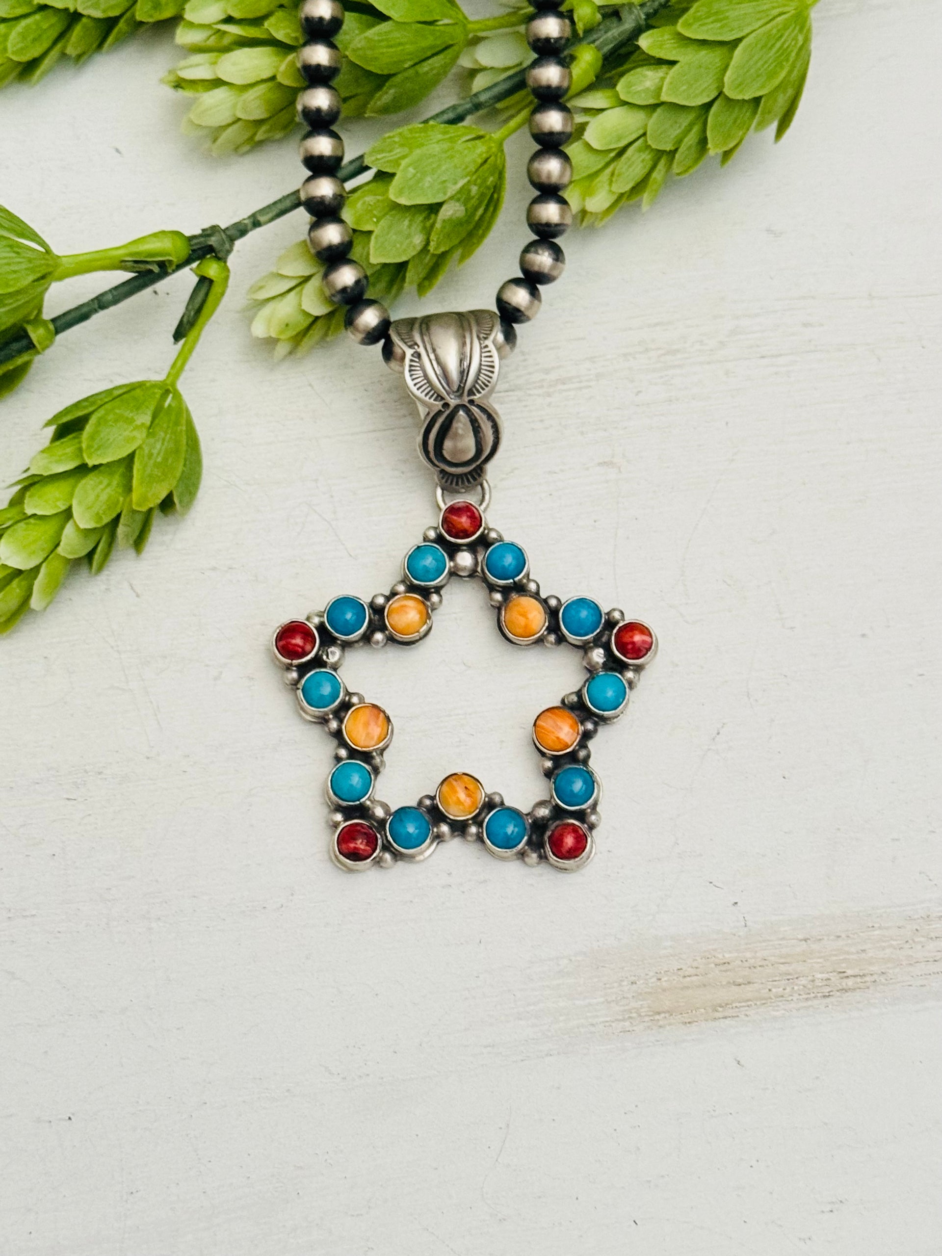 Charles Johnson Multi Stone & Sterling Silver Star Pendant