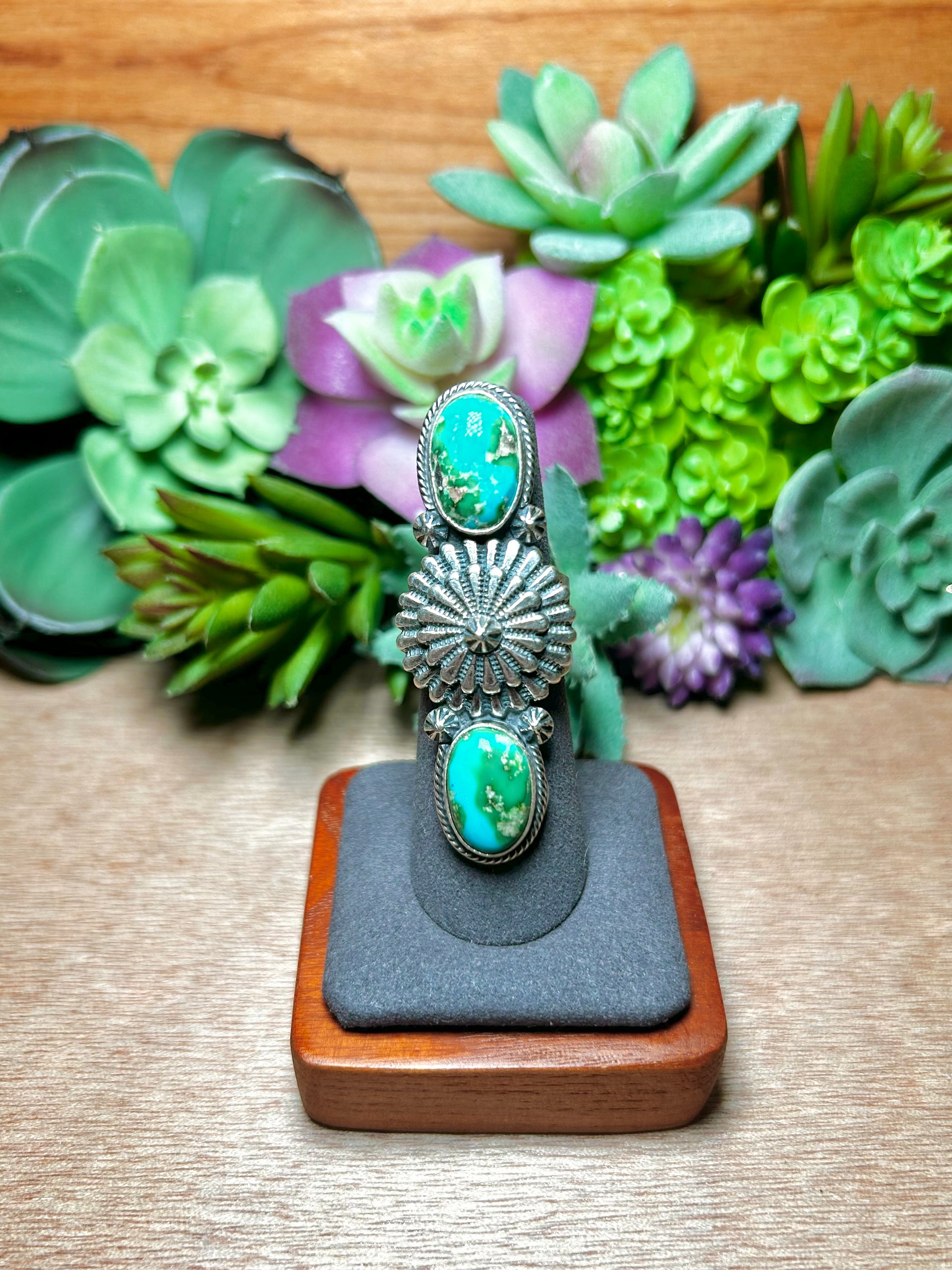 Sam Yellowhair Sonoran Mountain Turquoise & Sterling Silver Ring Size 6.25