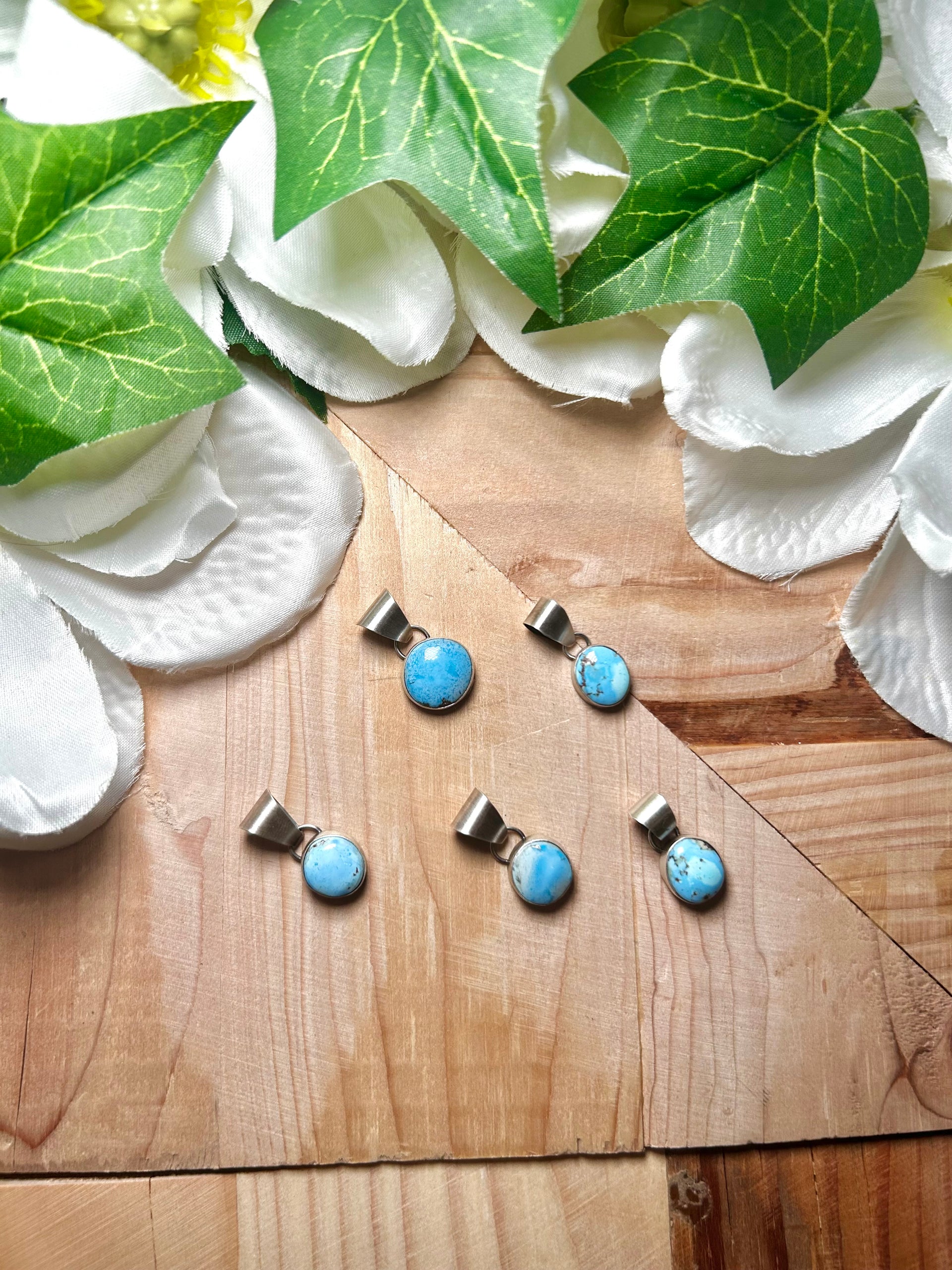 Navajo Made Golden Hill Turquoise & Sterling Silver Pendant