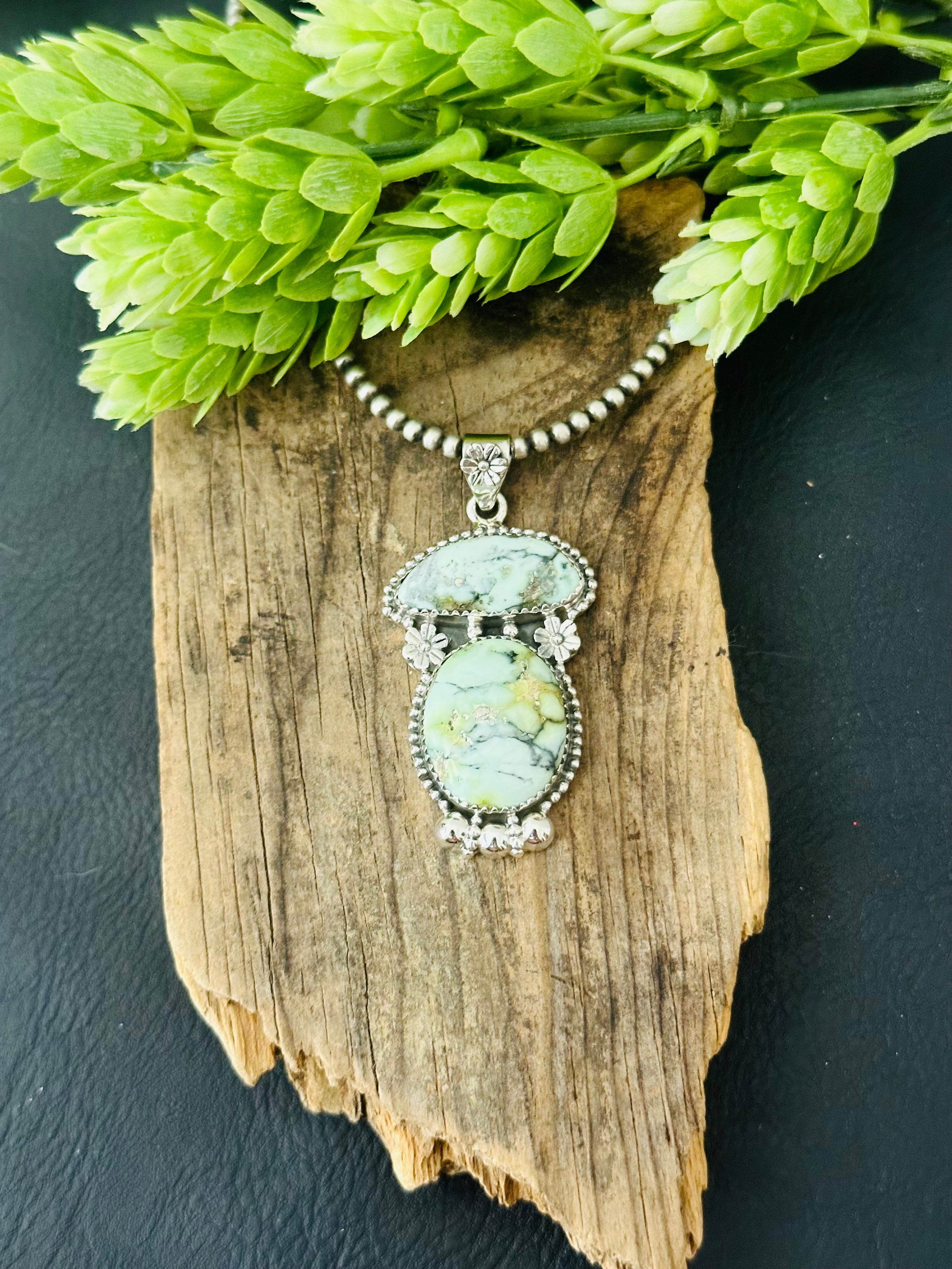 Southwest Palomino Variscite & Sterling Silver Pendant