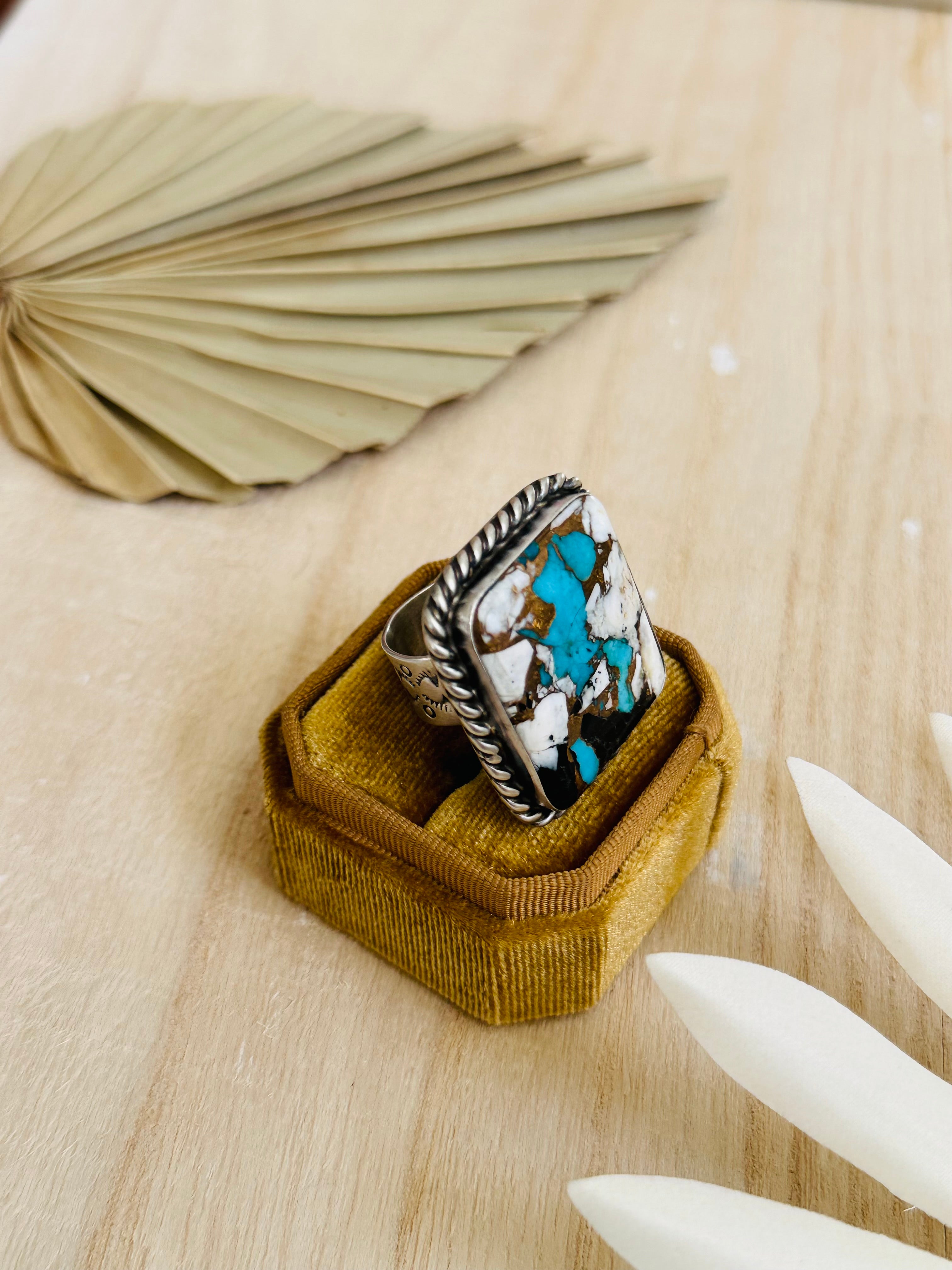 Augustine Largo Mohave Turquoise & Sterling Silver Adjustable Ring