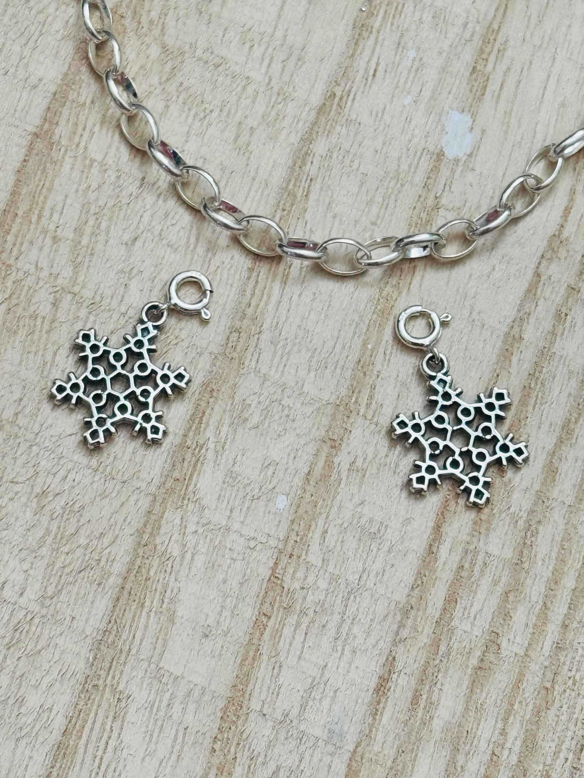 Navajo Made Sterling Silver Snow Flake Cast Charms