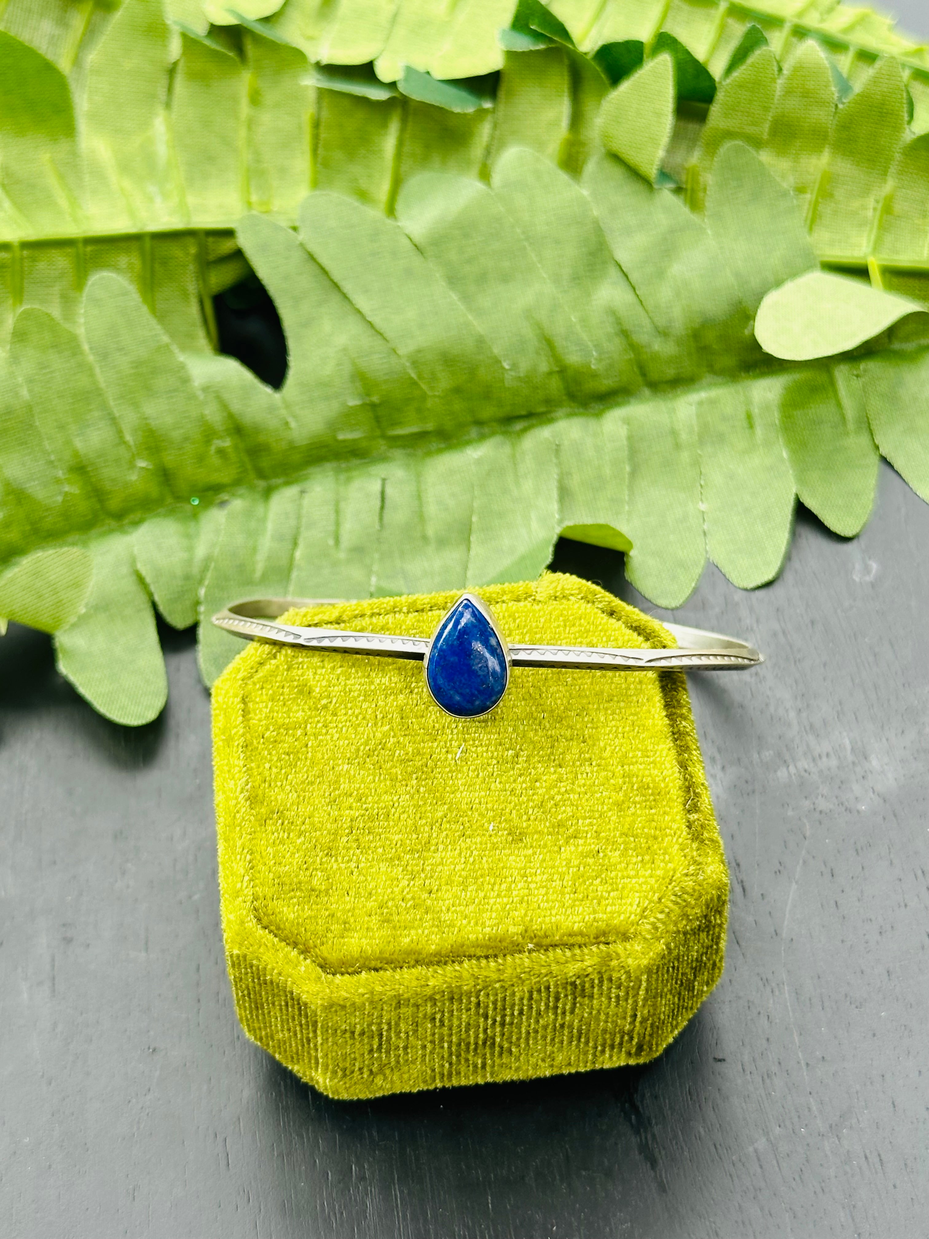 Navajo Made Lapis & Sterling Silver Cuff Bracelet