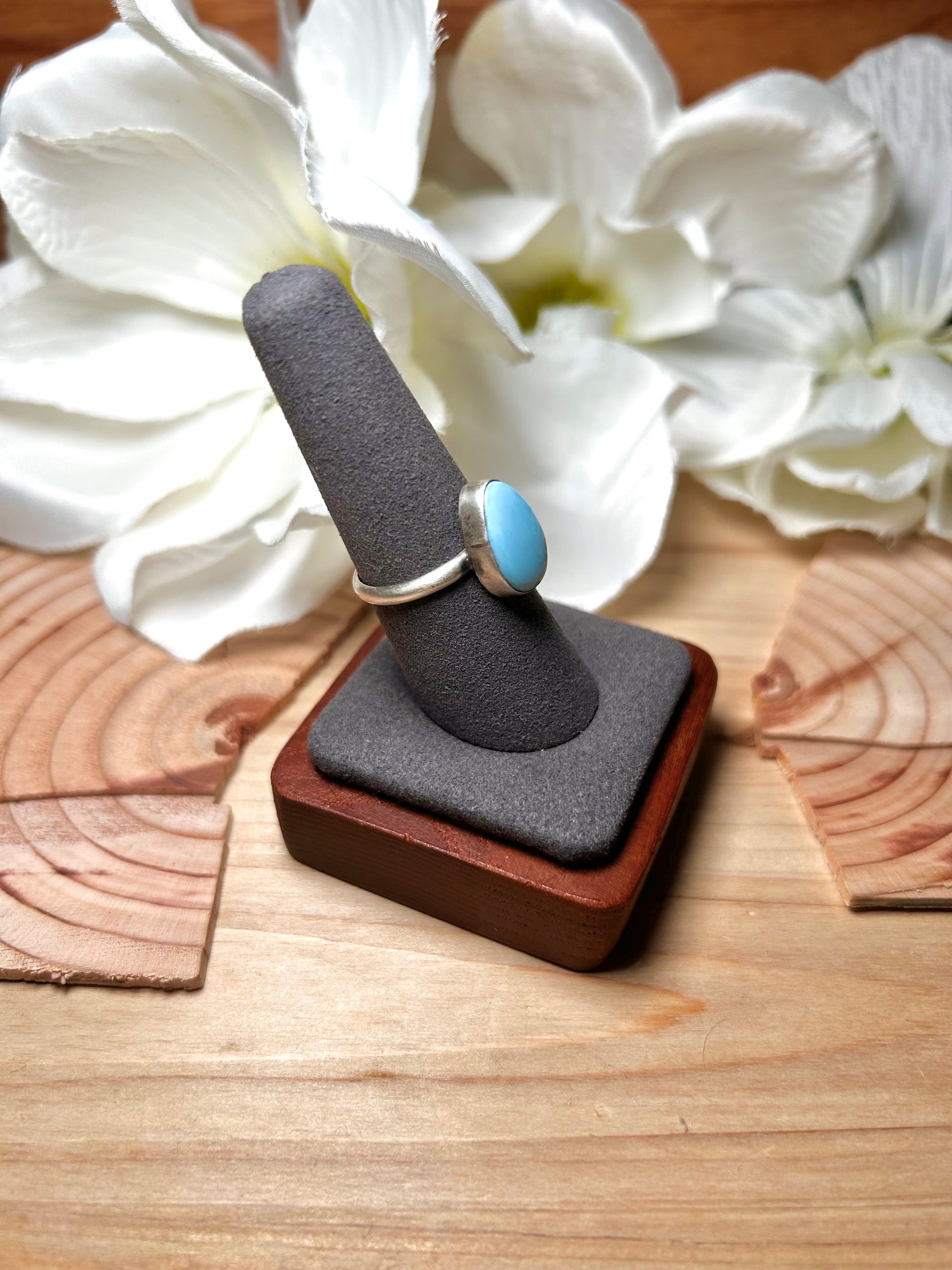 Navajo Made Golden Hill Turquoise & Sterling Silver Ring Size 8