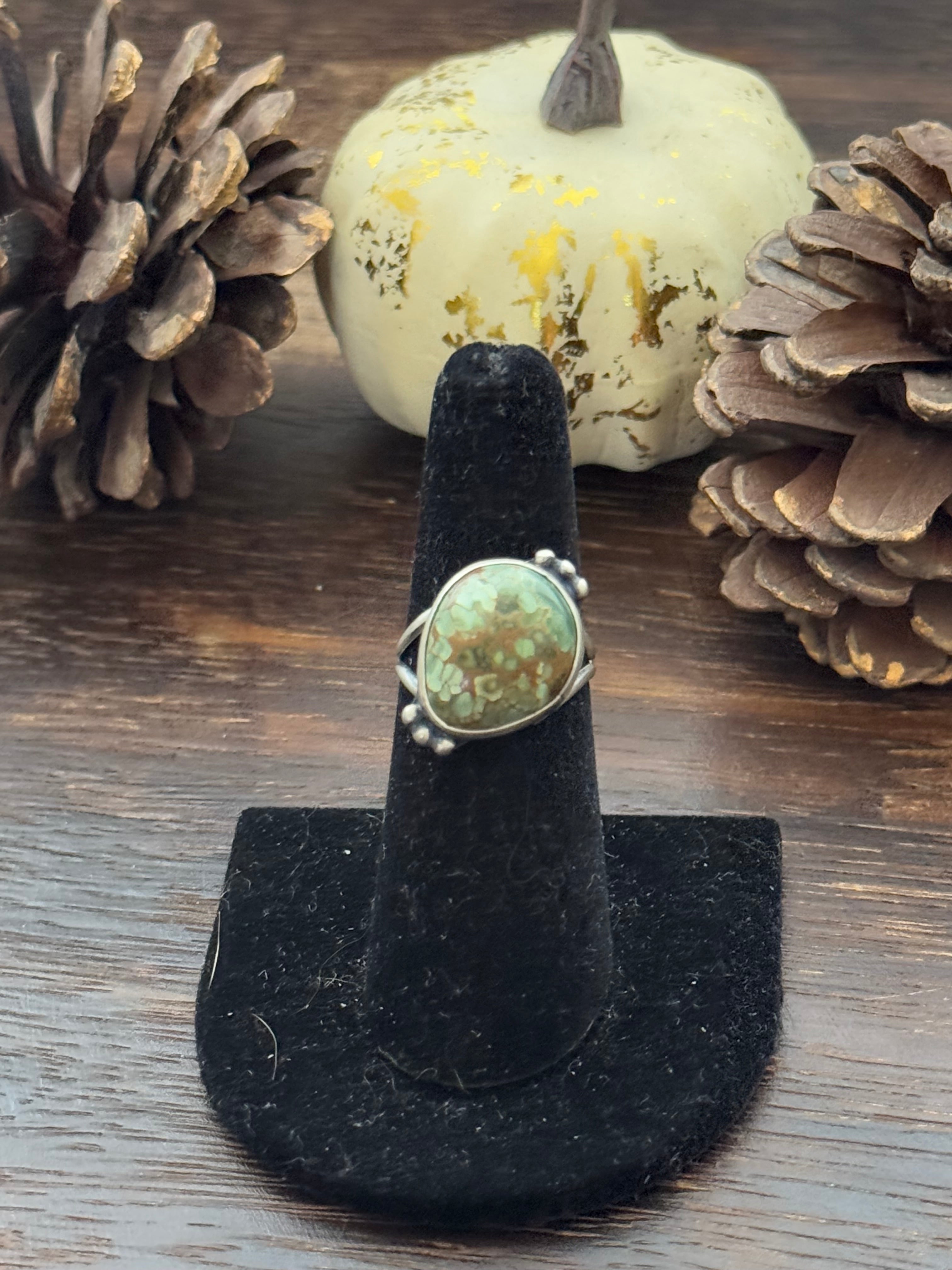 Navajo Made Hubei Turquoise & Sterling Silver Ring