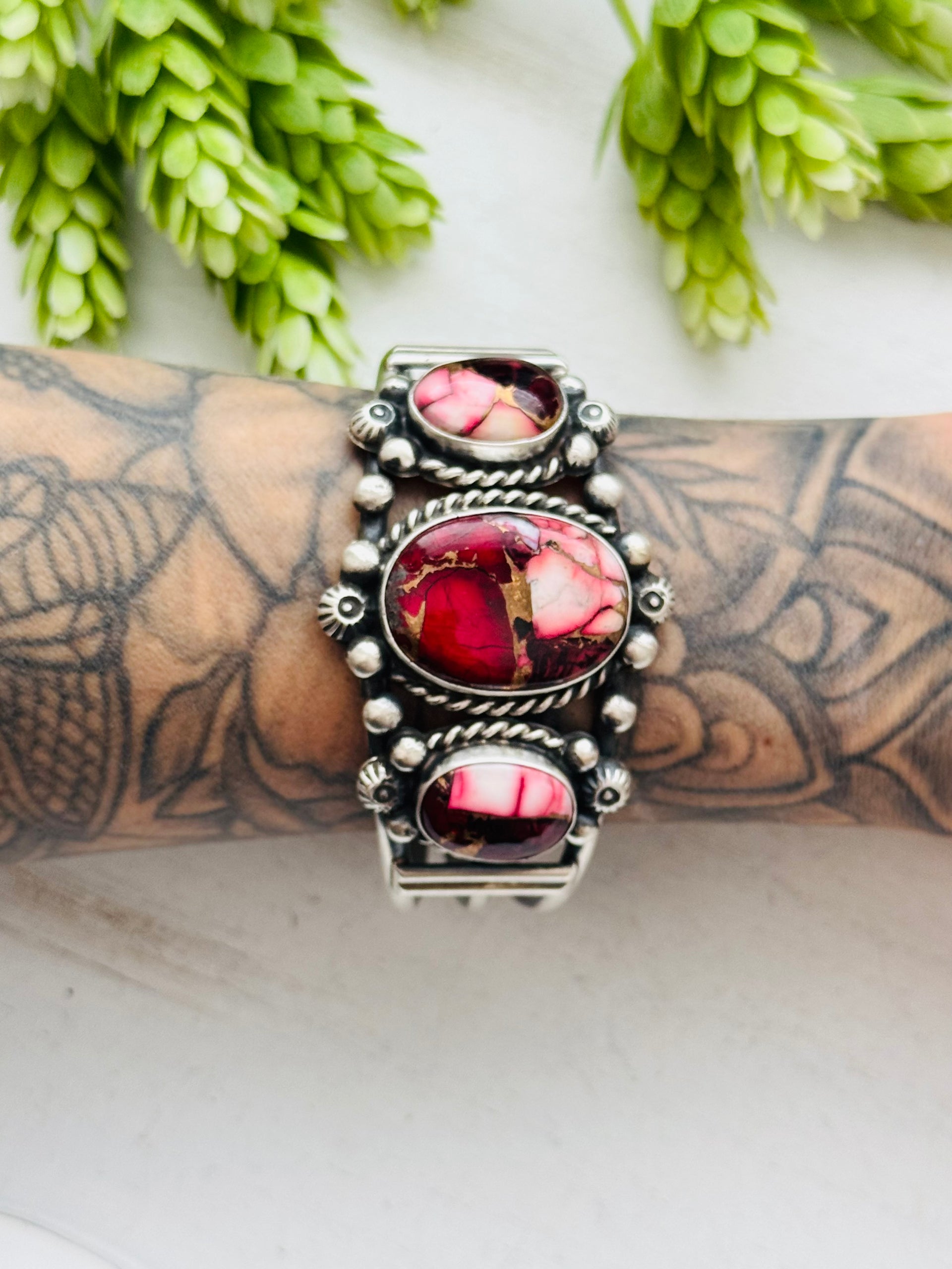 Augustine Largo Rose Dahlia & Sterling Silver Cuff Bracelet