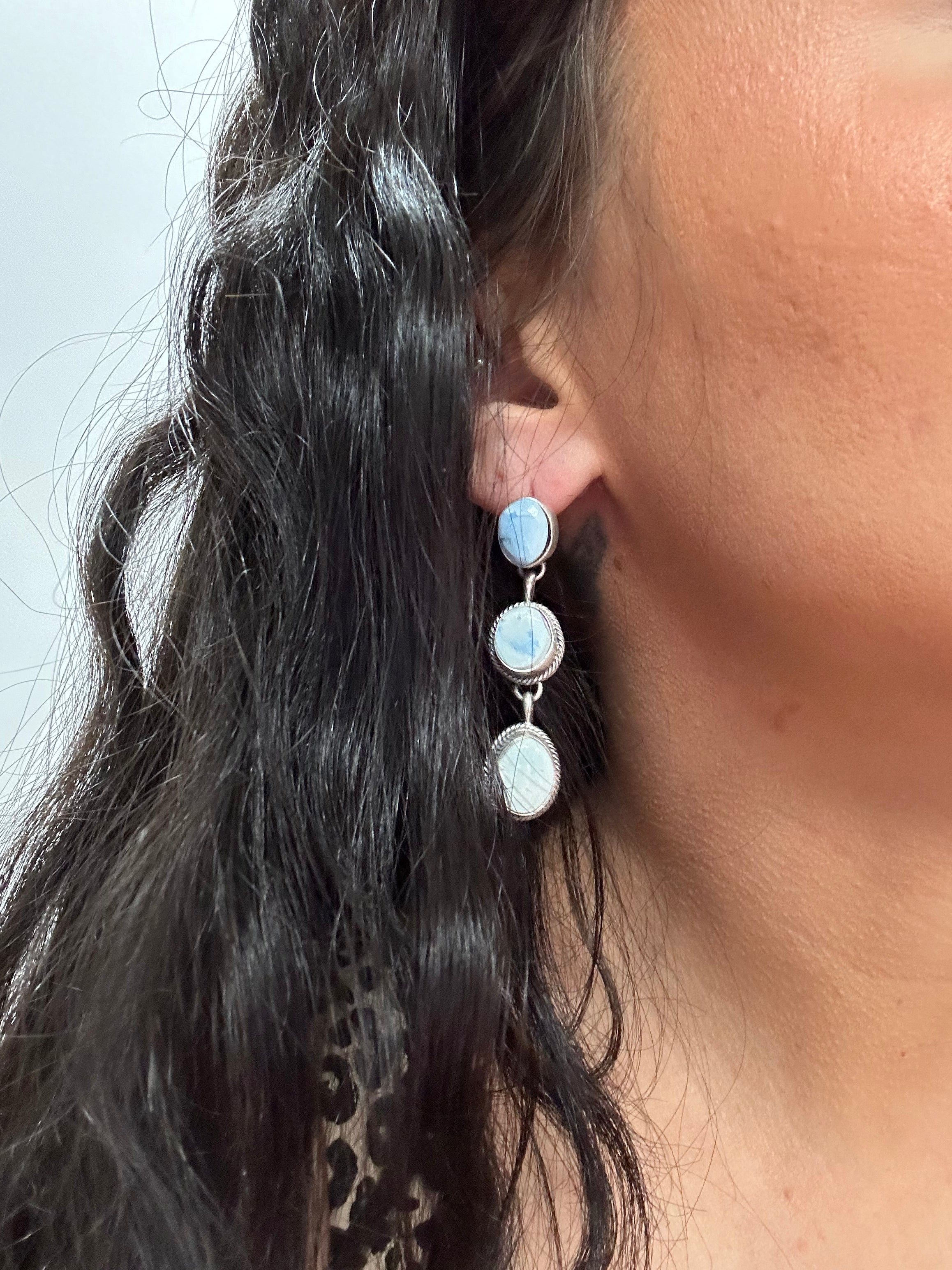 Lorenzo Juan Golden Hills Turquoise & Sterling Silver Post Dangle Earrings
